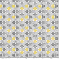 Tischdecke Fractal Geometrie Blumen Grau-Gelb abwaschbar Wachstuch Wachstuchtischdecke