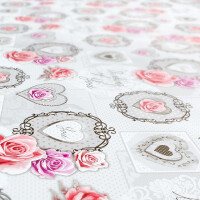 Tischdecke Antik Rosa Romantik Grau abwischbar Wachstuch Wachstuchtischdecke