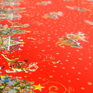 abwaschbare Tischdecke Weihnachten Weihnachtsmarkt Rot  Wachstuch Wachstuchtischdecke