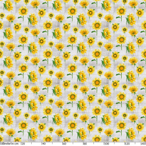 Tischdecke Sonnenblumen Gelb-Grau abwaschbar Wachstuch Wachstuchtischdecke