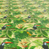 Tischdecke Wachstuch Tropische Palmen Tukan Papagei Grün pflegeleicht abwaschbar Wachstuchtischdecke