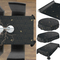 Abwaschbare Tischdecke Geometrie Nordic Style Schwarz pflegeleicht  Wachstuch Wachstuchtischdecke