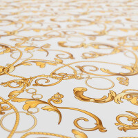 Tischdecke Ornament Gold Ketten Weiß pflegeleicht abwischbar Wachstuch Wachstuchtischdecke