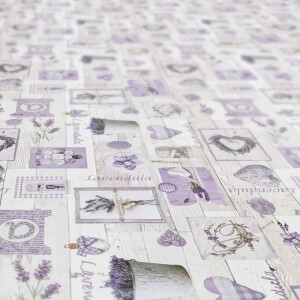 Tischdecke Wachstuch Lavendel Herz Provence Holz Lila pflegeleicht
