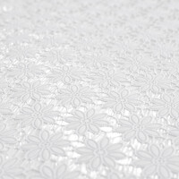 Tischdecke abwaschbar Lace Vinyl Häkel Spitze Optik Blumen Kamille Weiß